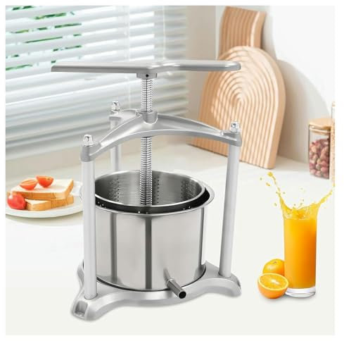 TAIPINGOZ Pressoir à Fruits Manuel, Pressoir à Vin, Pressoir à vin Manuel 6 L, broyeur à cidre et à Fruits, Double fût en Acier Inoxydable, for cidre, Fromage, Herbes et légumes
