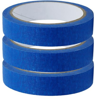 Ruban de peintre bleu – 3 rouleaux de ruban de peinture, fournitures d'artisanat bleu amovibles Ruban de masquage, pour l'étiquetage automobile du mur d'art calfeutrage d'aquarelle