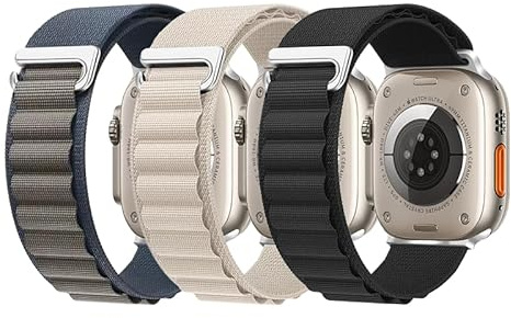 3-pack alpin loop remmar kompatibla med Apple Watch Ultra 3 2 1, SE, serie 11 10 9 8 7 6 5 4 3 2 1 (49 mm – 38 mm), sportersättningsband för män och kvinnor
