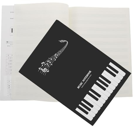 HOMOCONO Carnet de Partitions Musicales A4 Noir avec 16 Pages par Livre, Cahier de Notes Compact en Papier pour Étudiants et Professionnels, pour Écoles et Domicile