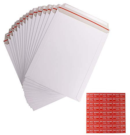 zmybcpack 100 Pack 9X12 inch Self Seal Photo Document Mailers Stay Flat White Cardboard Envelopes White Photography Mailersfor CD, Photos, Document