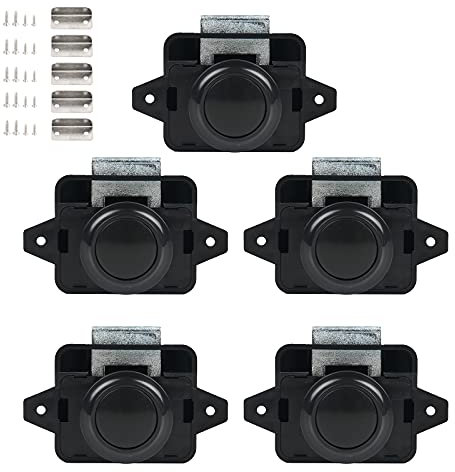 EUNEWR 5PCS Botón pulsador Gabinete Cerradura,Botones de Presión para Puerta de Armario sin llave,Botón de Cierre Cerraduras de Pestillo para Caravana Autocaravanas Yates Cajones Barcos o Armarios