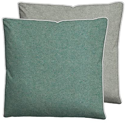 biberna Melange-Flanell Kissenbezug 80x80 cm, 100% Baumwolle, Biber, Flanell wärmend, weich & kuschelig, Reißverschluss, mit Paspel, Winter & Herbst, Uni, grün, Modell 0840500