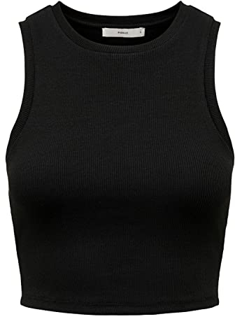 ONLY Damen Onlvilma S/L Cropped Tank Top JRS Noos, Schwarz, XL