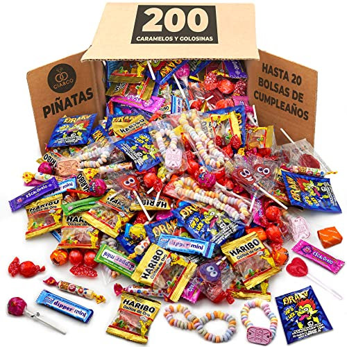 Mega Pack 200 Bonbons, Confiseries et Candy Cia&Co · Pour Piñatas, Fêtes d'Enfants, Noël, Halloween · Jusqu'à 20 Sacs d'Anniversaire · Chaque Pièce Emballée Individuellement