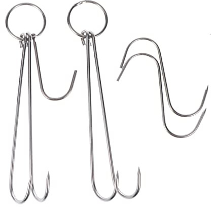 YARNOW Ganci per Carne in Acciaio Ganci a S e Doppi Resistenti per Affumicatori Essiccazione Barbecue Lavorazione della Carne Macellai Casa e Negozio