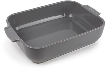 PEUGEOT - Rechteckige Auflaufform aus Keramik - 32 cm x 21,7 cm x 7,2 cm - Fassungsvermögen: 2,7 L - 10 Jahre Garantie - französisches Know-how - Hellgrauefarben