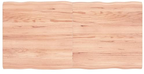 ARKEM Tablero Mesa Madera tratada Roble Borde Natural 120x60x4 cm Escritorio Estanteria
