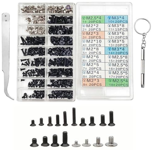 Screws Assorted Set, M2 M2.5 M3 Computer Screws HDD M.2 SSD Screws for Universal Laptop PC Computer Repair, 355 Pieces PC Motherboard Screws Spacer Accessories Set Universal