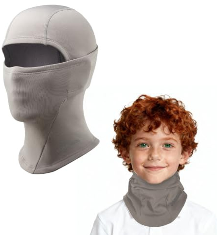ROCKBROS Cagoule Polaire Cyclisme Garçon Fille Adolescent Coupe-Vent Automne Hiver Balaclava Enfant Respirant Thermique Souple Confort sous Casque Sports Vélo Snowboard Ski Course Polyester Gris