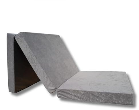 Natalia Spzoo - breite Faltmatratze 190 x 90 x 8 cm für einen erholsamen Schlaf wie auf Wolken – Klappmatratze mit abnehmbarem Bezug – 3-teilige klappbare Schlafmatte (1008 Grau)