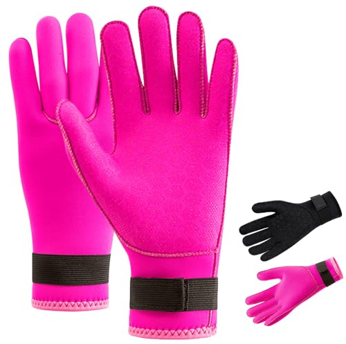 HINATAA 3mm Neoprene Diving Gloves, Anti-Slip Warm Neoprene Swimming Gloves, Thermal Wetsuit Glove with Adjustable Waist Strap for Snorkelling, Swim, Scuba Diving, Paddling, Kayaking