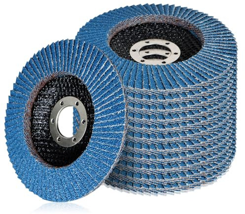 Sporgo Lot de 12 disques à lamelles : disques abrasifs, diamètre 125 mm x 22 mm, grain 40/60/80/120, maille métallique, pour métal, bois, plastique, compatible avec meuleuse d'angle