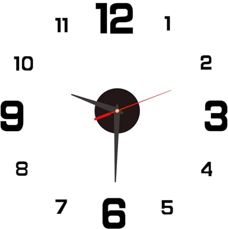 Reloj de Pared Moderno DlY 3D, Relj de La Pared con numeros Adhesivos, Tamano Grande, Facil de Montar, Adhesivo extraibledeal para Decoracion en Sala de Estar, Domitorio, Cocina, Ofcina