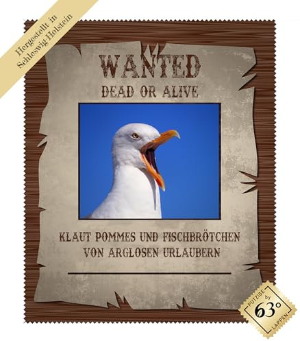Brillenputztuch - Steckbrief einer Möwe Klaut Fischbrötchen an der Ostsee