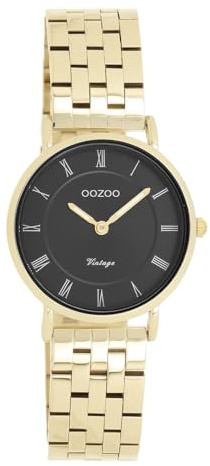 Oozoo Vintage Herren Uhr in Gold/schwarz| Armbanduhr Herren mit Edelstahl Armband | Schöne Uhr für Männer | Edle Analog Herrenuhr (28mm Gehäuse) in rund C20378