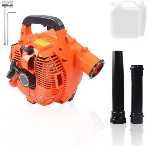 MaxEarn Soplador de hojas inalámbrico, motor refrigerado por aire de 26 cc de 2 tiempos, soplador de hojas de gasolina ligero, soplador portátil de césped de nieve, potente para soplar hojas, astillas