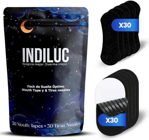 Indiluc Pack de Mouth Tape y Tira Nasal – Cinta Adhesiva para la Boca y Tiras Nasales para Dormir, Reduce Ronquidos y Mejora la Respiración Nocturna
