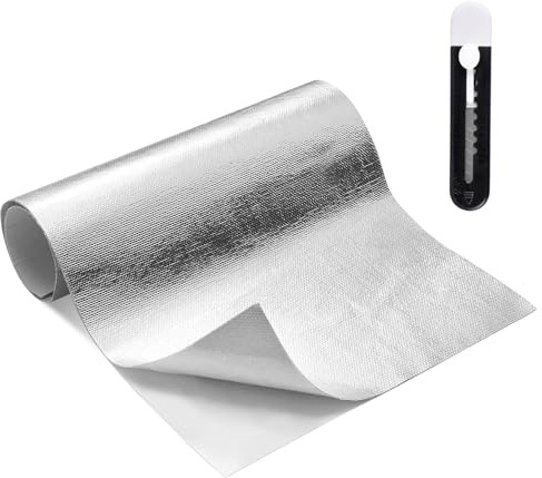 60 x 200 cm Protector Térmico Aluminizado con Adhesivo,Lámina Aislante Aluminizada Térmica,Lámina Aislante Fibra de Vidrio Aluminizada Para Aislamiento de Tuberías, Conductos, Paredes y Techos