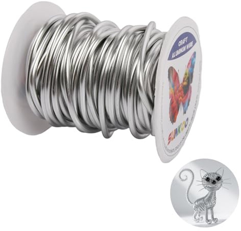 Sunkoo 8 Gauge 3mm Silver Aluminium Craft Wire,32.8Ft Bendable Wire for Jewellery Making, Sculpting, Floristry, Armature, Wrapping & Modelling Projects