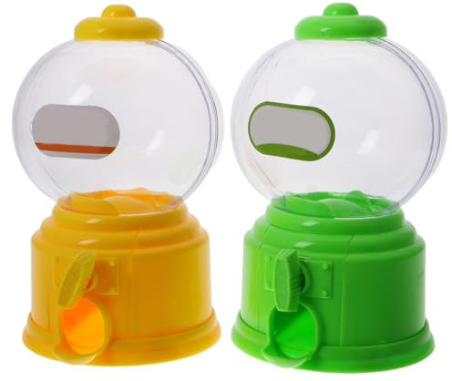 HANABASS Mini Candy Dispenser Machine for Kids Cute Yellow and Green Twist Gumball Vending Toy Small Plastic Sweet Catcher for Parties and Classroom