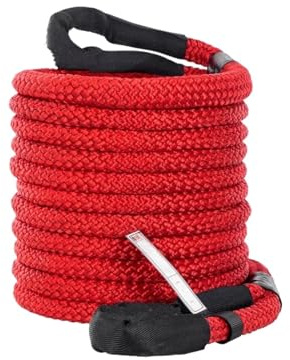 fune del verricello gancio del Cinghia di Traino Corda da traino Corda per energia cinetica a doppia treccia in nylon resistente con anelli e maniche protettive per camion ATV UTV(52300lbs black)