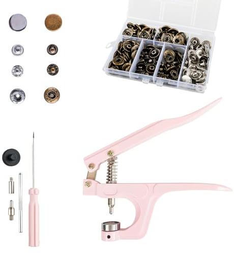 Mocrop 50pcs Corchetes de Presion Metalicos, 15mm Botones de Presion de Acero Inoxidable, Remaches Para Cuero, Botones Para Vaqueros, Para Ropa Infantil, Ropa de Bricolaje, Lona, Billetera