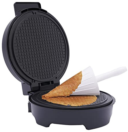 Waffeleisen Eiswaffeln Hörnchen, Eiswaffeleisen Waffelkegel Maker, Antihaft Beschichtung, Temperatur einstellbar, Waffel Hörncheneisen für Eistüten, Waffle Maker, schnelles Aufheizen 1200W