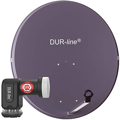 DUR-line MDA 90 Anthrazit - Digiatale 4 Teilnehmer Satellitenschüssel Komplett-Anlage mit +Ultra Quad - LNB [Camping, Astra 19,2°, DVB-S/S2, Full HD, 4K, 3D]