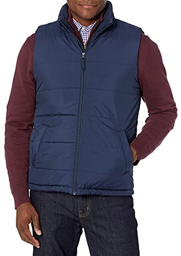 Amazon Essentials Men's Mid-weight Fleece-Lined Insulated Puffer Vest, Navy, L