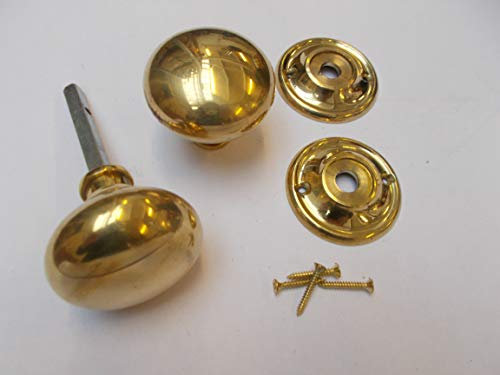 BUILDERSIRONMONGERY Türknauf, 65 mm, natürliches Messing, Landhaus-Riegelknauf, Set