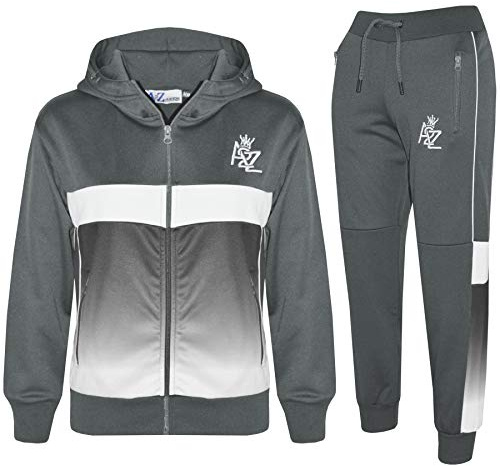 A2Z 4 Kids Boys Girls Tracksuit 3D Digital Two Tone Gradient A2Z Logo - T.S 307 Steel Grey 13