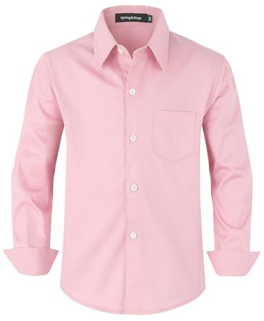 Spring & Gege Chemises Manches Longues Garçons de Coton pour Enfants (3-14 Ans)