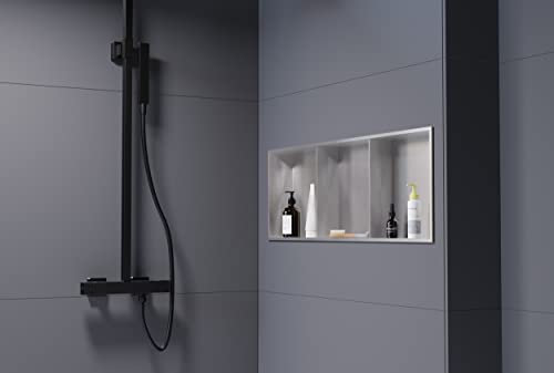 Nicchia da parete NT3090010X con ripiano portaoggetti - in acciaio inox - 30 x 90 x 10 cm (L x A x P) - colore selezionabile, Colore:Acciaio satinato