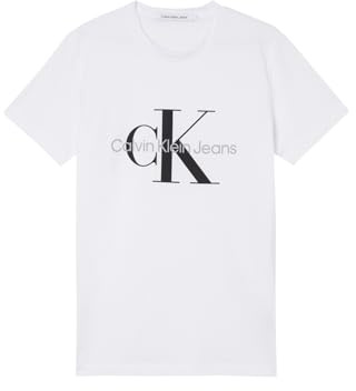 Calvin Klein Camiseta de Manga Corta Hombre Core Monologo Slim Fit, Blanco (Bright White), S