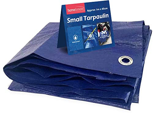 SOL [1 mètre] Petite bâche imperméable et robuste 85 cm x 100 cm multifonction pour camping, jardin, ombrage de petits articles, 4 œillets d'angle, installation facile et attache