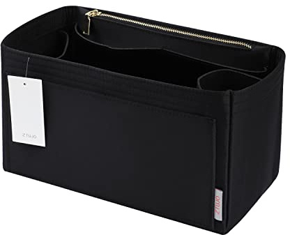 ZTUJO Purse Organizer Insert For Handbags, Silky Touching Bag Organizer Insert With Bottle Holder, Perfect for Speedy, Neverfull, Tote,ONTHEGO,Artsy,Handbag and More (Medium,Silky Black)