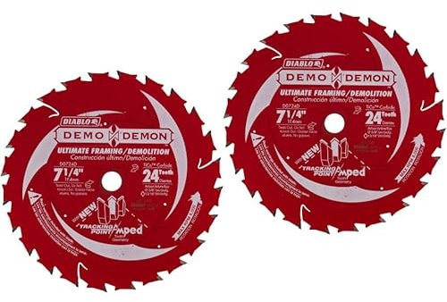 freud Hoja de sierra circular de demolición de 7-1/4 pulgadas - Carburo 24T, paquete de 2