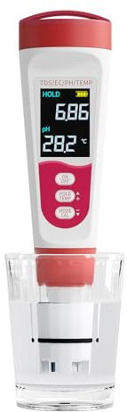 Flysocks 4 en 1 Medidor del Agua, pH/TDS/EC/Temperatura Probador de Calidad del Agua, Medidor con LCD de Calibración Automática y Retroiluminación, para Hidropónico, Jardín, Piscina, y Acuario