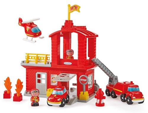 Ecoiffier Jouets 2980 - Caserne des Pompiers - Abrick - Jeu de Construction pour Enfants - Dès 18 Mois - Fabriqué en France