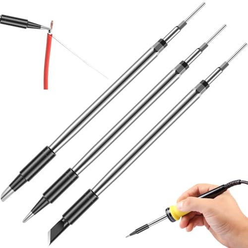 3Pcs Soldering Iron Tip Set Metal Solder Welding Tip Replacement Portable Soldering Iron Welding Tip Welding Head Tool Accessories Soldering Iron Head for Soldering Jewelry