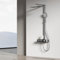 EMKE Duschsystem mit Thermostat, Regendusche Duschsystem Anthrazit Matt, mit großer 36x24 cm Regendusche, 3 Strahlarten Handbrause, Brausestange und Schlauch,Duscharmatur Komplettset