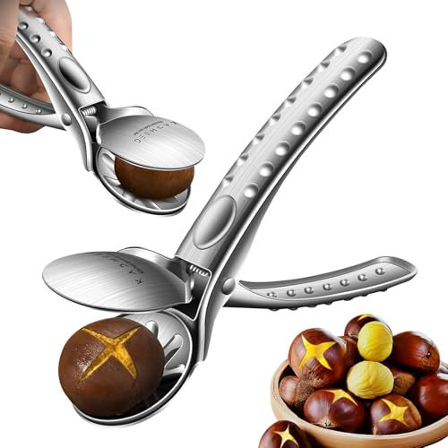 Walnut Tongs, Chestnut Cutter Tool - Walnut Bars Metal | Multifunctional Adjustable Made of 304 Stainless Steel with Ergonomic Walnut Bars