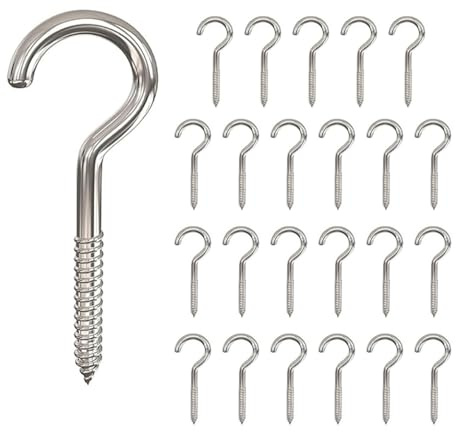 MindWissUp 24 Pezzi Ganci a Vite con Anello Aperto da 2.6 pollice/65mm, Ganci a Vite per Soffitto Nichelati, per Pareti Interni ed Esterni, per Appendere Piante, Tazze, Mensole per Cucina