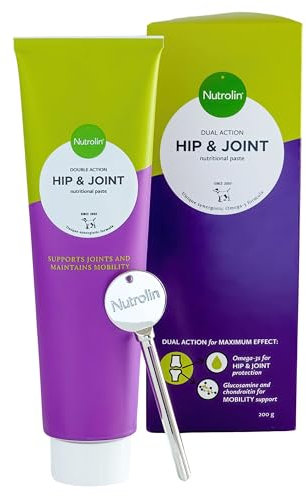 Nutrolin Hip & Joint | Unique Strength Dual Action Omega 3 | Vitamin E | Glucosamine | Chondroitin | Krill | Vitamin C | Support Joint Health in Dogs | 200g