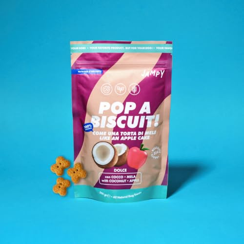 Jampy Galletas naturales para perros con manzana, yogur y coco. Snacks altamente digeribles con ingredientes seleccionados, premios ligeros para perros de todos los tamaños – 300 g