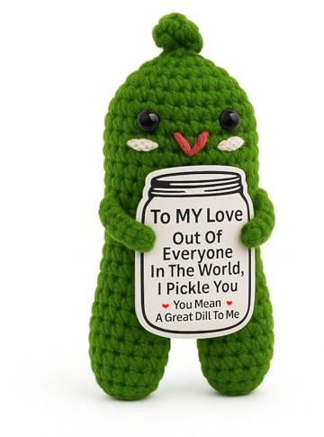 Emotional Encouraging Support Pickle,Funny Encouraging Pickle with Emotional Encouraging Card,Cute Knitted Crochet Dolls Soft Plush for Friend Gifts(Emotional Cute Pickles)