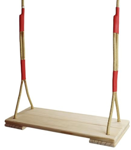 Wood Tree Swing Seat, Wooden Swing Seat with 2m Adjustable Rope for Adults Kids Children Porch, Patio, Garden, Playground, Max Load 100kg, 43x17cm