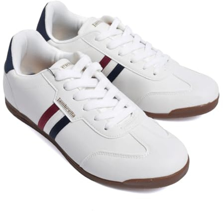 Lambretta Mens Tackle Retro Low Rise Mod Trainers - White/Navy/Black - 10 UK