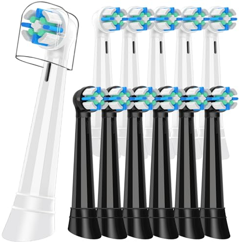 12 Stück Aufsteckbürsten Kompatibel mit Oral B IO 2/3N/3/4/5/6/7/8/9/10 Series Zahnbürste Elektrische, IO Zahnbürste Aufsätze Kompatibel mit Oral B IO Sanfte Zahnreinigung (Schwarz/Weiß)